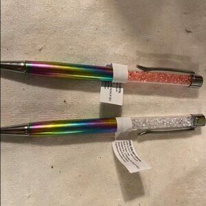 2 galaxy crystal pens, Black Ink , new with tags, Pink and silver crystals